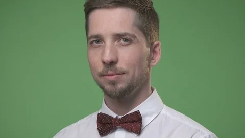 Man in a white shirt with a bow tie Stock Footage