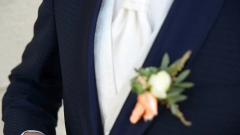 Man in white shirt buttons jacket Video stock 71294550