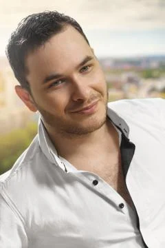 Man in white shirt Stock Photos