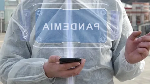 Man in white with text Pandemia 库存影片 146012590