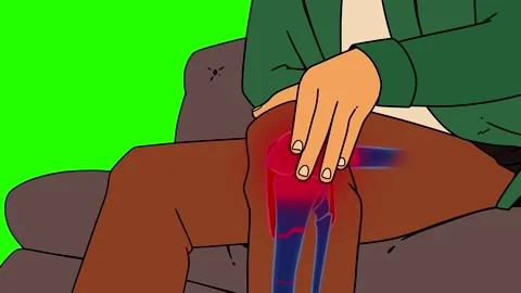 Man who are experiencing knee pain. 2D animation (Chroma key) Stock Footage 303458095