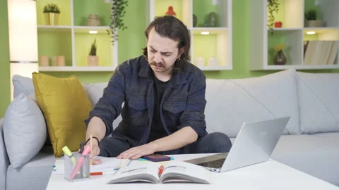 The man who does not like to work is overwhelmed and angry. Stock Footage 236552805