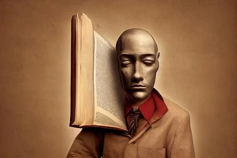 A man who has a book instead of a head Stock Illustration