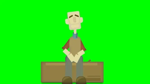 A man who is sitting on a bench or table or platform and is talking and looking Stock Footage 285959987