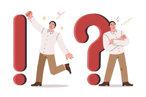 Man who thinks about question finds answer and way out of difficult situation Stock Illustration