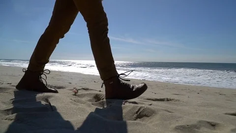 Man who is walking on the beach Stock Footage 82307186