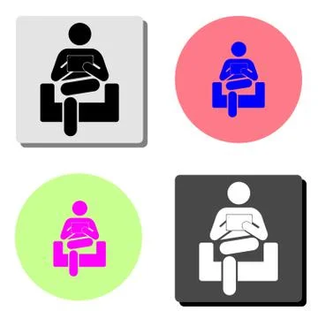 Man who works on a computer. flat vector icon Stock Illustration