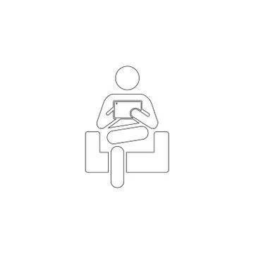 Man who works on a computer. flat vector icon Stock Illustration