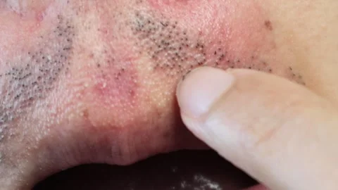 A man whose beard began falling out after laser hair removal Stock Footage 326083247