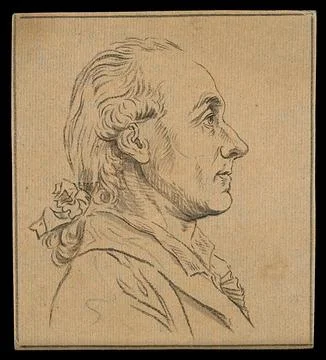 A man whose physiognomy expresses penetration, quickness, and a talent for .. Illustrazione stock