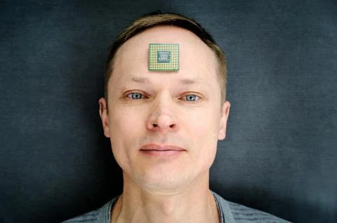 The  man wiht a CPU. Stock Photos