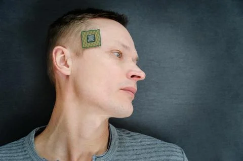 The  man wiht a CPU. Stock Photos