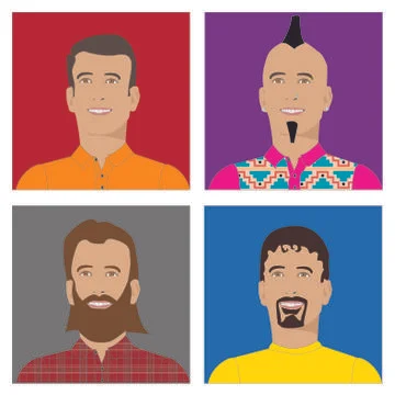 Man will 4 looks Stock Illustration