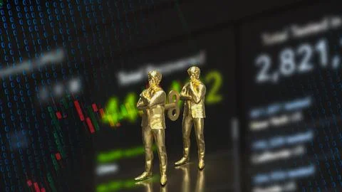 The man with wind up for business on chart background concept 3d rendering Illustrazione stock