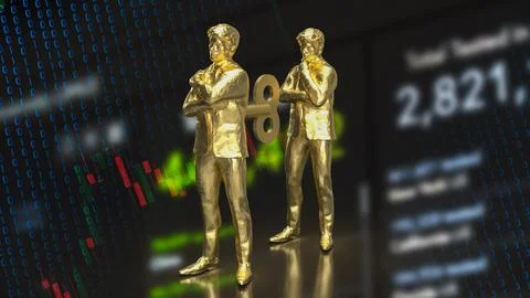 The man with wind up for business on chart background concept 3d rendering Illustrazione stock
