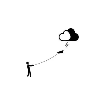 Man in the wind with a kite icon. Element of weather elements illustration Stock Illustration