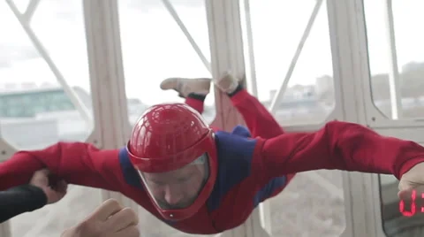 Man in the wind tunnel Stock Footage 64206364