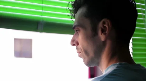 Man at windows Stock Footage 57634749