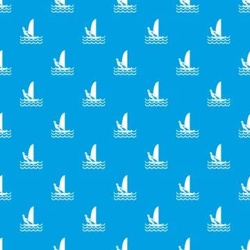 Man on windsurf pattern seamless blue Stock Illustration