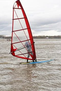 Man windsurfing on a board Foto stock