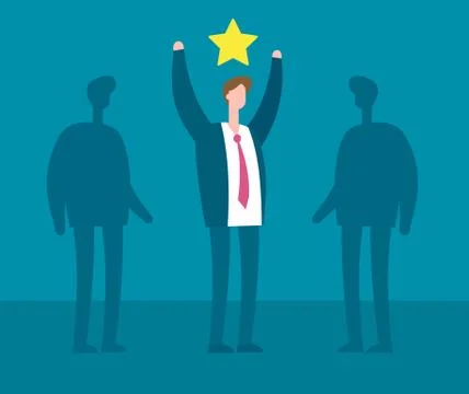 Man with winner star Stock Illustration