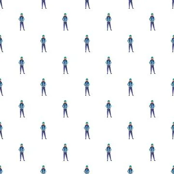 Man in winter clothes repeating pattern on white background Illustrazione stock