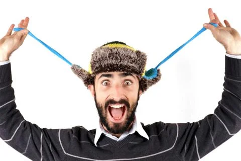 Man with winter hat Stock Photos