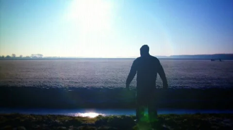 Man in Winter Landscape Stock Footage