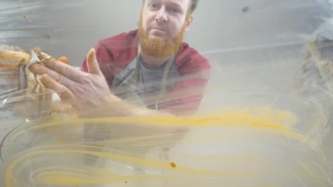 The man wipes the glass Stock Footage 96240052