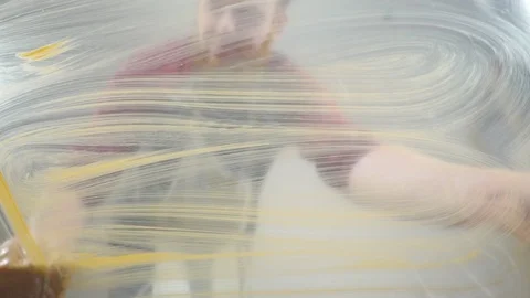 The man wipes the glass Stock Footage 96675660