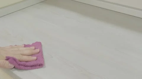Man wipes tabletop with rag, slow motion Stock-Footage 271071239