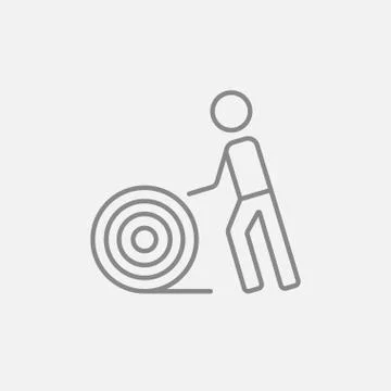 Man with wire spool line icon Stock Illustration