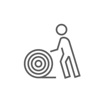 Man with wire spool line icon Stock Illustration