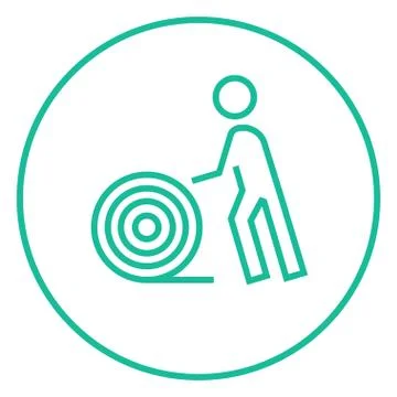Man with wire spool line icon Stock Illustration