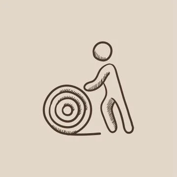 Man with wire spool sketch icon Stock Illustration