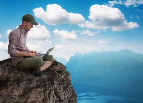 Man with wireless Stock Photos