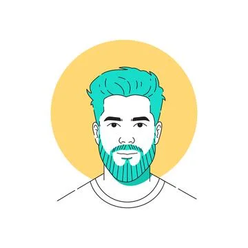 Man withe beard line art portrait Illustrazione stock