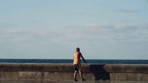 A man without fear big waves. Stock Footage 72487089