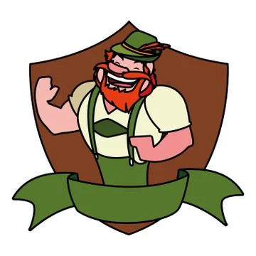 Man with wooden shield background Stock Illustration