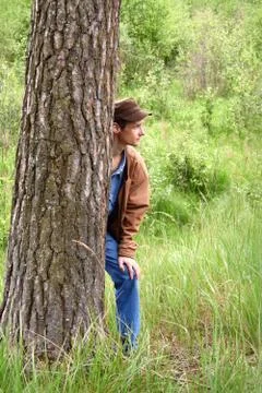 The man in the woods Stock Photos