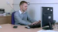 Man at work is angry on phone HD Footage