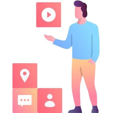 Man work on app development vector icon Stock Illustration