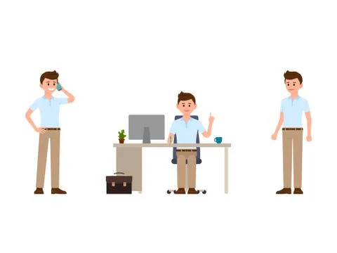Man at work cartoon character Stock Illustration
