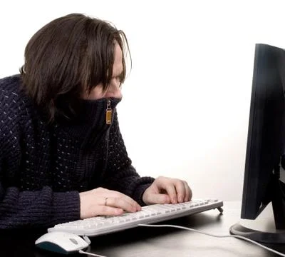 Man work with comp Stock Photos