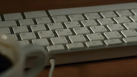 Man at work at the computer enters text using the keyboard Stock Footage 71451239