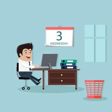 Man Work with Computer Illustrazione stock