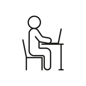 Man work at computer in right posture, ergonomic workplace. Correct body posi Stock Illustration