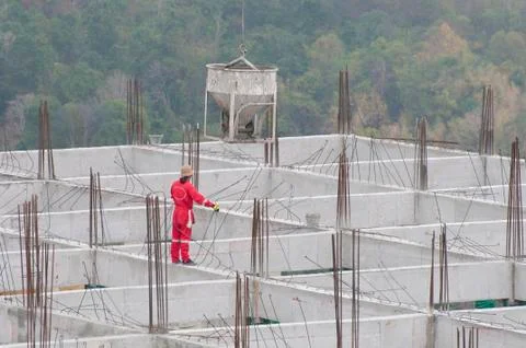 Man work in construction site Stock Photos