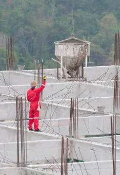 Man work in construction site Stock Photos