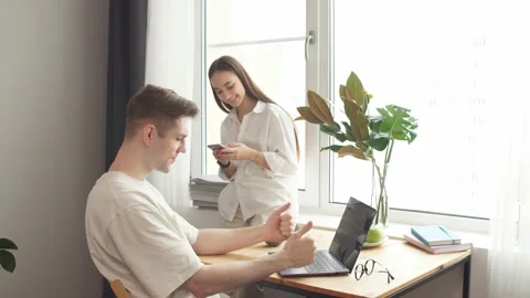 Man work at home, he is freelance during quarantine coronavirus. Stock Footage 131420190